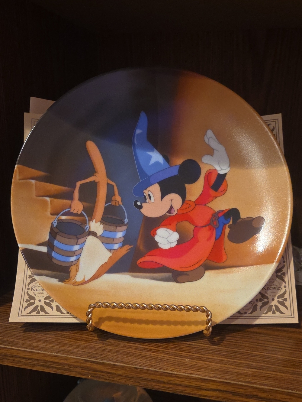 Disney Sorcerer Mickey Plate in Blue Hat and Red Robe